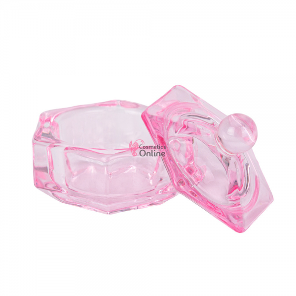Vas, pahar din sticla cu capac pentru Monomer RPA007 Pink - 25636